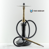 Ensemble de narguilé moderne de luxe de grande taille avec logo personnalisé d'usine narguilé chicha chicha bois en acier inoxydable avec laque techniques