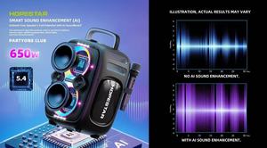 Enceinte portable sans fil Hopestar Partyone <span class=keywords><strong>Club</strong></span> 650W, grande puissance, étanche, pour extérieur, avec caisson de basses et double microphone - Product Image 3
