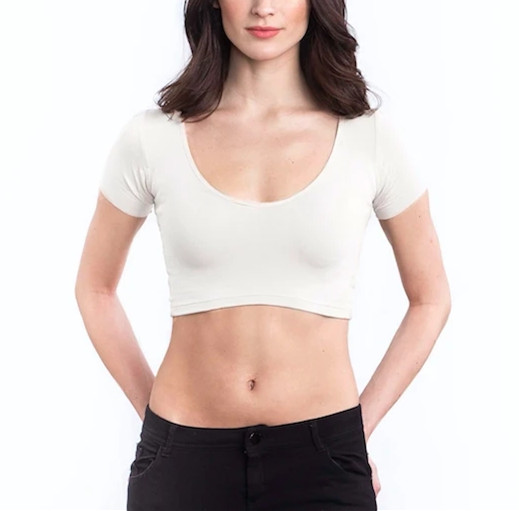 Women Crop scoop White