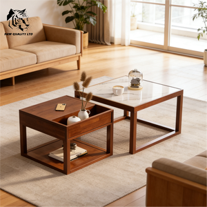 Table basse en bois moderne et écologique, design unique, pour salon, prix de gros direct usine, personnalisable, en stock, expédition immédiate - Product Image 6