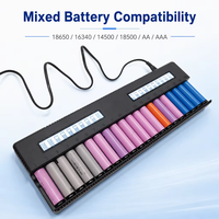 Chargeur de batterie HWD à 20 emplacements avec écran LCD et éclairage LED pour batteries Li-ion 18650/16340/14500 Ni-MH/Ni-Cd AA/AAA Microphone