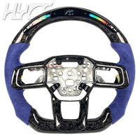 Volant sport en cuir bleu avec LED en fibre de carbone forgée personnalisé pour Ford Mustang S650 GT GT350 GT500 Shelby 2024-2026