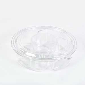 Custom 5 Compartment Round Clear Plastic Cut Fruit Punnet Berry Container <strong>Tray</strong> with Lid Pet Fruit Salad Packaging Container - Product Image 6