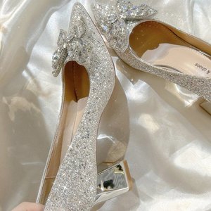 รองเท้าส้นสูงส้นเข็มประดับเพชรสำหรับผู้หญิง ขายส่ง รองเท้าเจ้าสาวหัวแหลม รองเท้าส้นสูงสำหรับงานพรอม/งานปาร์ตี้ รองเท้าฤดูร้อน/ฤดูใบไม้ร่วง ระบายอากาศได้ดี แบบหุ้มข้อสูง - Product Image 3