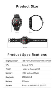 Kalobee <b>Smart</b> Watches Call Android iOS Waterproof Sports Fitness Activity Tracker Pairs Strap Magnetic Watch AMOLED Screen SK55 - Product Image 6