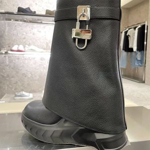 Hot Product Botines Dama Shark Lock Wedge Heel Shoes Short <b>Boots</b> for Woman - Product Image 4