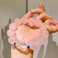 Bracelet vintage Zhu Zhus préféré, surdimensionné, en quartz rose naturel de Madagascar, lapis-lazuli et quartz clair de 16 mm