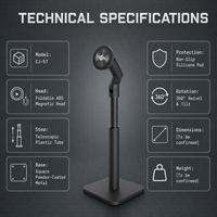 Support de téléphone magnétique télescopique de haute qualité à prix d'usine, trépied de bureau réglable pour selfie, support de téléphone rotatif en stock