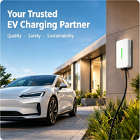 Borne de recharge murale domestique 7 kW, prise Type 2, monophasé AC, voyant LED, étanche IP65, pour maison, garage, cour