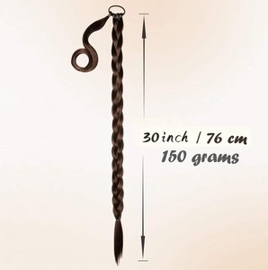 Extensión de Cola de Caballo Trenzada Larga de 30 Pulgadas y 150g <span class=keywords><strong>con</strong></span> Coletero, Extensiones de <span class=keywords><strong>Cabello</strong></span> Sintético Liso para Envolver alrededor de la Cabeza - Product Image 2
