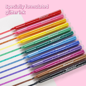 Macaron 12pcs long lanh mực đánh dấu thiết kế thời trang Bút đánh dấu hình tam giác Thùng thiết kế màu Bút Đánh Dấu - Product Image 6