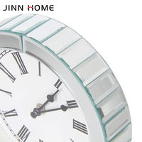 Circulaire argent miroir réveil horaire carillon Art déco Style horloge de bureau maison décorative dessus de Table mouvement électronique Radio