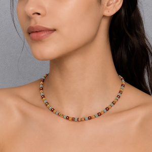 Collana Artigianale Moyamiya in Stile Cinese Retrò con Perline Intrecciate e Placcate in Oro - Product Image 1