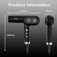 Sèche-cheveux ionique professionnel 1800W à moteur BLDC haute vitesse 110 000 tr/min, diffuseur, 4 réglages de vitesse, chaud/froid et fonction autonettoyante