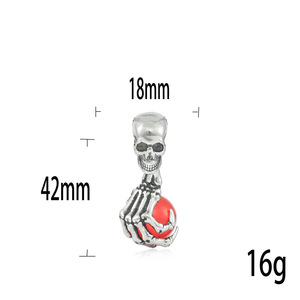 Pendentif Crâne Squelette avec Pierre Rouge, Collier en Acier Inoxydable, Bijoux de Mode Style Punk pour Femme 280733 - Product Image 3
