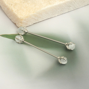 Boucles d'oreilles barbell industrielles en acier inoxydable pour femmes et hommes, motif griffes attrapant la pierre, <span class=keywords><strong>piercing</strong></span> hélix, barre longue de 38 mm, bijoux de <span class=keywords><strong>piercing</strong></span> pour cartilage - Product Image 3