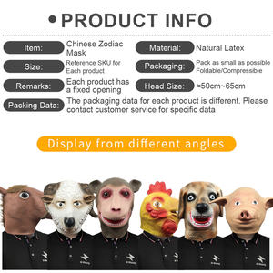 หน้ากากยางรูปสัตว์ 12 ราศี ตลกๆ น่ารัก ชุดเครื่องประดับศีรษะ สำหรับงานฮาโลวีน คอสเพลย์ ปาร์ตี้ งานรื่นเริง ของชำร่วย - Product Image 3