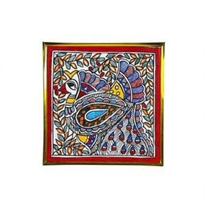 Pintura Artesanal Metálica 3D Colorida con Diseño Folclórico de Bihar Madhubani de Jharkhand - Product Image 1