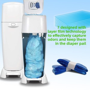 Recharges pour <span class=keywords><strong>poubelle</strong></span> à couches en LDPE, extra épaisses, anti-odeur, antibactériennes, film multicouche, sacs de recharge pour <span class=keywords><strong>poubelle</strong></span> à couches, lot de 8 sacs de recharge pour couches - Product Image 3