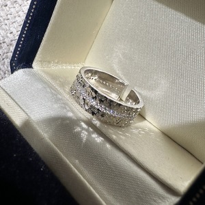 S925 Pure <b>Silver</b> Sparkling CNC <b>Ring</b> Elegant Vintage French Fashion Adjustable Inlay Trendy Jewelry Niche Design - Product Image 1