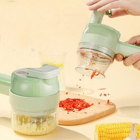 Mini hachoir électrique portable 4 en 1 avec logo personnalisé, hachoir à ail électrique, trancheuse à aliments, hachoir à viande