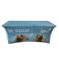 Couverture de table ajustée personnalisée en promotion 4ft 6ft 8ft publicité extérieure événement sportif pour salons professionnels nappe