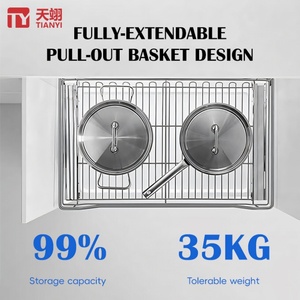TIANYI Premium Modern 304 Stainless Steel Eco-Friendly Flat <b>Wire</b> Pull Dish Rack Kitchen Cabinet Organizer Drawer Basket <b>Soft</b> - Product Image 3