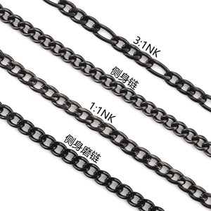 โซ่สแตนเลสสีดำ NK แบบ 3:1 1:1 ลายฟิกาโร่แบบเกลียวด้านข้าง สำหรับทำเครื่องประดับ DIY - Product Image 1