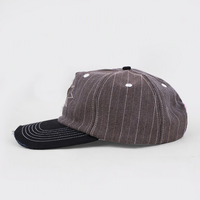 Casquette de baseball vintage non structurée à 5 panneaux avec visière légèrement incurvée, effet vieilli et rayures, avec patch appliqué personnalisé