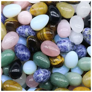 Patung Telur Batu Mini Dipoles, Ukiran Patung Telur Kristal Kerajinan Reiki untuk Meditasi, Koleksi, Penyembuhan Chakra Dekorasi Rumah