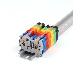 PT2.5 Series Pluggable No screws spring-loaded Combo Push-In Din Rail Fit plastic brass Wire Terminal Block Connectors