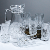 Ensemble de 7 carafes à eau en verre de haute qualité, couleur unie, transparent, nouveau design, pichet en verre pour la maison, récipient à boisson