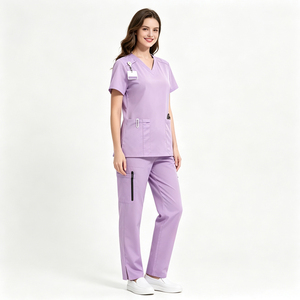Tenues médicales pour femmes : Blouses et pantalons d'infirmière personnalisés, en tissu extensible, ensembles d'infirmières pour hôpital, tenues de travail sportives type jogger - Product Image 1