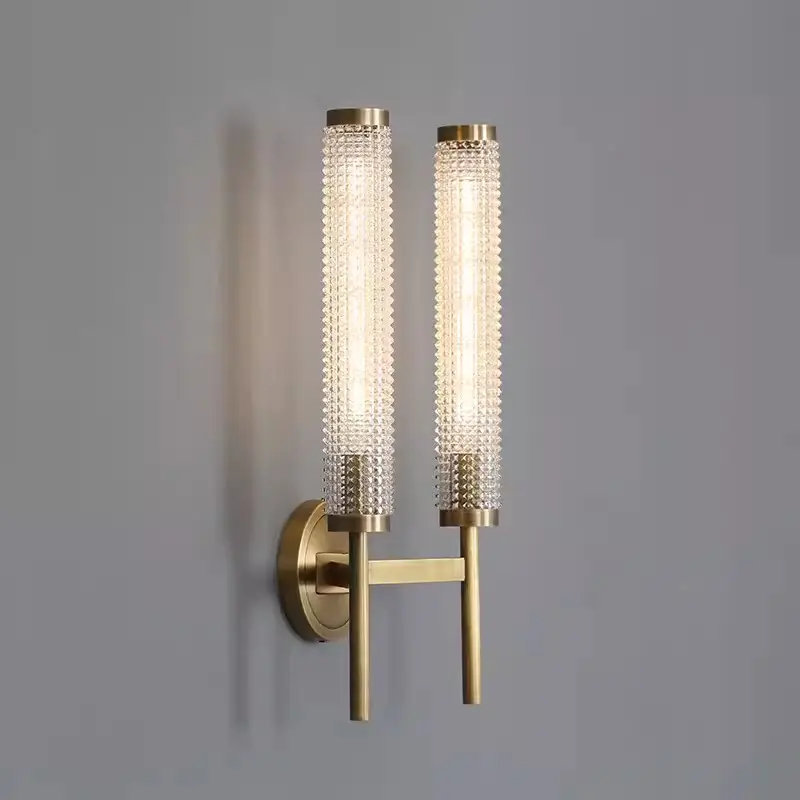 Wholesale Copper Vintage Simple Bedroom Sconces Wall Lamp Hotel Living Room Decor Postmodern Luxury Nordic Brass LED Wall Light