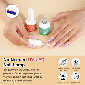 Set Liquido per Sistema di Polvere a Immersione a Lunga Durata Senza UV, <span class=keywords><strong>Base</strong></span> e Top Coat 2 <span class=keywords><strong>in</strong></span> 1, Set di Smalti Gel Attivatori da 15ml - Product Image 5