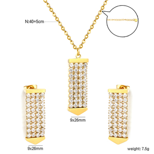 Gold Plated <b>Crystal</b> Rhinestone Geometric Necklace and Earring <b>Set</b> for Women Party Jewelry Trendy Fashion Jewelry <b>Sets</b> - Product Image 5