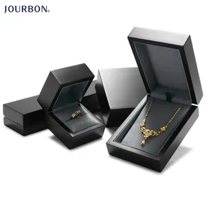 Jourbon Custom Halskette Geschenk box Anhänger Armband Box Verpackung Luxus Schwarz Schmuck Verpackungs boxen Logo