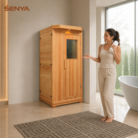 Ruang Sauna Uap Ukuran Kecil, Unit Sauna Dalam Ruangan Kayu Cedar Merah untuk 2 Orang, Dapat Disesuaikan OEM ODM