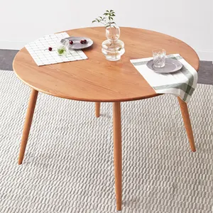 Mesa de jantar redonda de madeira natural personalizável, alta qualidade, 6 assentos, madeira sólida, mesa de jantar e cadeiras