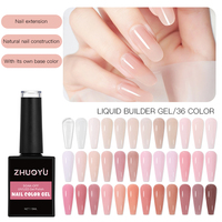 Constructeur de liquide de couleur claire de haute qualité Gel UV Logo personnalisé Vente en gros Gel d'extension de gelée Constructeur de gel pour les ongles Liquide dans une bouteille