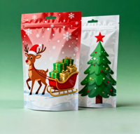 Sachet Doypack Mat Personnalisé avec Logo Imprimé et Gaufré, Qualité Alimentaire, en PE, pour Bonbons, Biscuits et Emballage Plastique de Noël