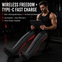Bottes de récupération pour les jambes à compression d'air et thérapie par lumière rouge, 6 chambres, sans fil, double contrôleur, enveloppement complet des jambes