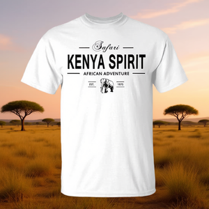 Camiseta Kenya Spirit Safari con gráfico de elefante de aventura africana, color blanco - Product Image 3