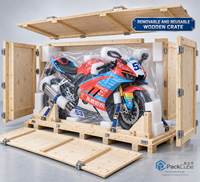 Caisse en bois complète pour moto, pliable, empilable, recyclable, solution de protection