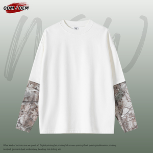 Camiseta de Manga Larga con Camuflaje Desértico Estilo High Street, Diseño de Dos Piezas con Colores Contrastantes para Hombre - Product Image 2