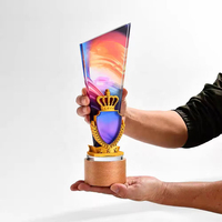 Награда JN Wooden Award: профессиональная заготовка для награды из хрустального стекла с УФ-печатью и деревянным основанием
