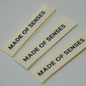 100% biologisch katoenen geweven <span class=keywords><strong>labels</strong></span>, milieuvriendelijk merklogo, kleding, houten shuttle geweven label - Product Image 1