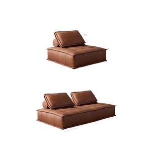 Sofá Modular de Cuero Genuino, Diseño Cuadrado de Una Línea, Mueble para Sala de Estar, Uso Adulto - Product Image 5