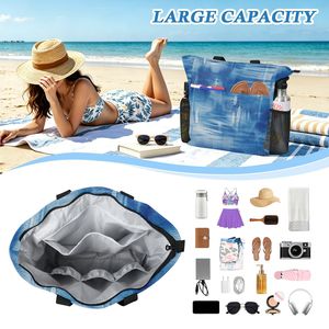 Custom <b>Large</b> <b>Beach</b> Tote <b>Bag</b> Waterproof with Inner Pockets and Mesh Side Pockets - Product Image 4