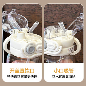 Apple Puppy Glass <b>Water</b> <b>Bottle</b> 500Ml <b>With</b> <b>Straw</b> Cartoon Design For Kids Travel Use - Product Image 5